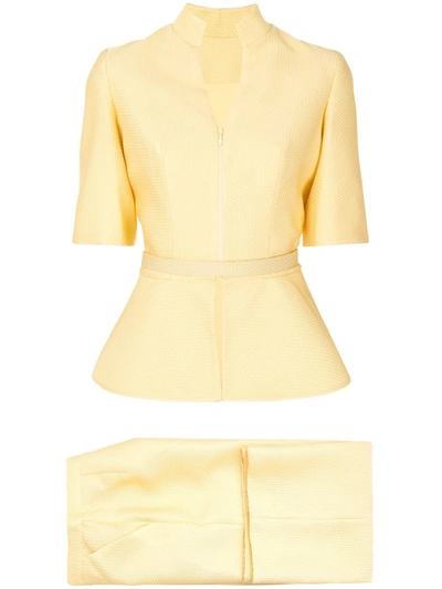 Shop Saiid Kobeisy Peplum-hem Top And Trouser Set In Yellow