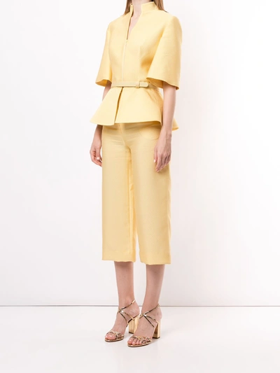 Shop Saiid Kobeisy Peplum-hem Top And Trouser Set In Yellow