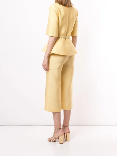 Shop Saiid Kobeisy Peplum-hem Top And Trouser Set In Yellow