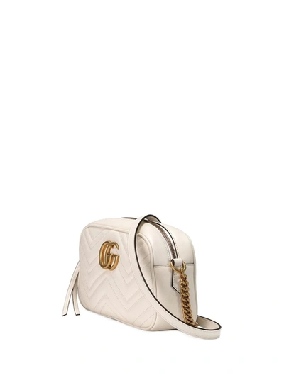 Shop Gucci Small Gg Marmont Shoulder Bag In White