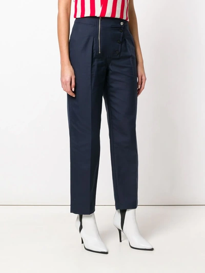Calvin Klein 205w39nyc Cotton & Silk Sailor Pants In Blue