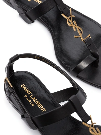 Shop Saint Laurent Black Power Cassandra Leather Sandals