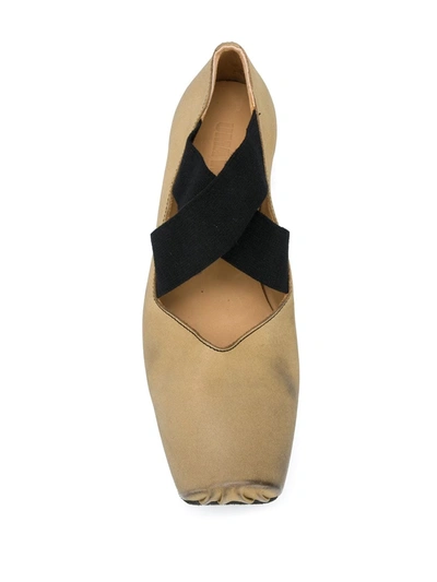 Shop Uma Wang Crossover-strap Ballerina Shoes In Neutrals