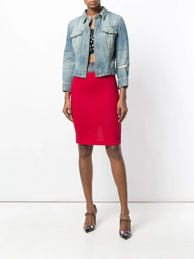 Pre-owned Dolce & Gabbana High-waisted Tube Skirt In Red