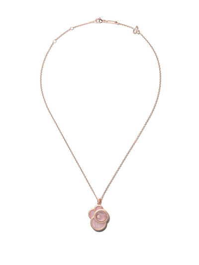 Shop Chopard 18kt Rose Gold Happy Dreams Pink Mother-of-pearl And Diamond Pendant Necklace