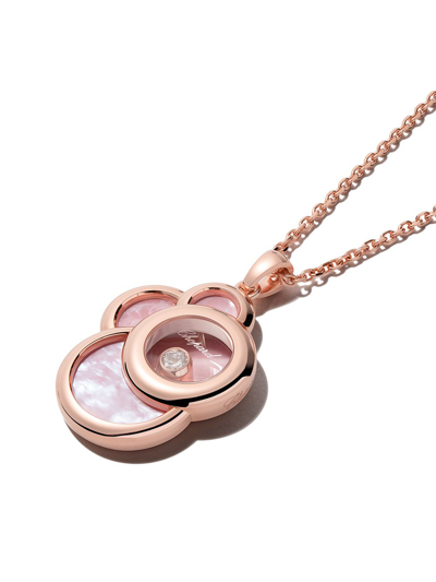 Shop Chopard 18kt Rose Gold Happy Dreams Pink Mother-of-pearl And Diamond Pendant Necklace