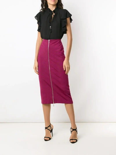 Olympiah Front Zip Straight Skirt In Pink