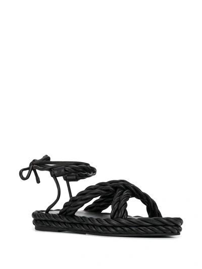 Shop Valentino The Rope Ankle-tie Sandals In Black