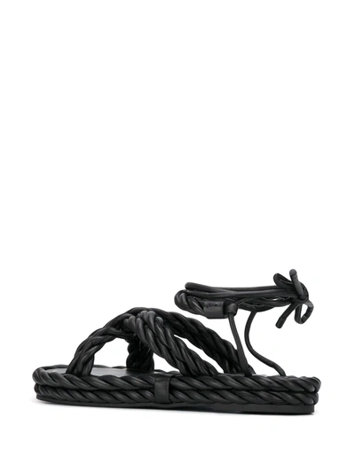 Shop Valentino The Rope Ankle-tie Sandals In Black
