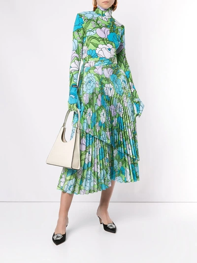 Richard Quinn Floral Pleated Skirt In Blue