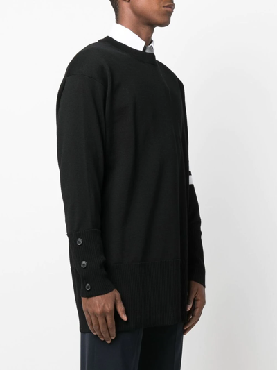 Shop Thom Browne Fine-knit 4-bar Wool Jumper In Black