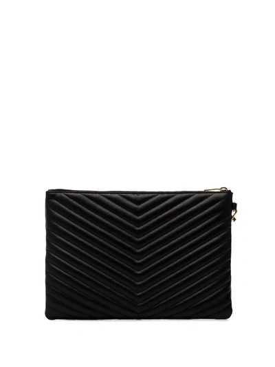 Saint Laurent Cassandre Matelassé A5 Leather Pouch In Black