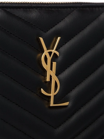 Saint Laurent Cassandre Matelassé A5 Leather Pouch In Black