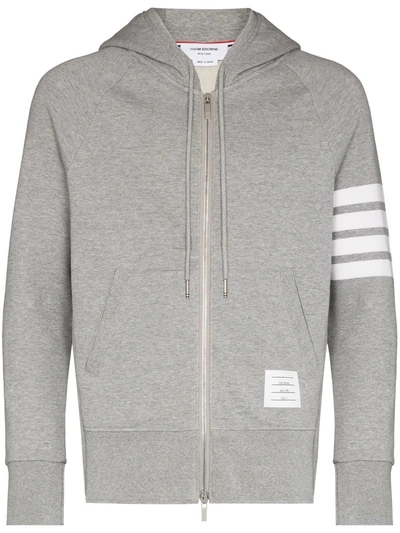 Shop Thom Browne Engineered 4-bar Zip-up Jersey Hoodie In Grey