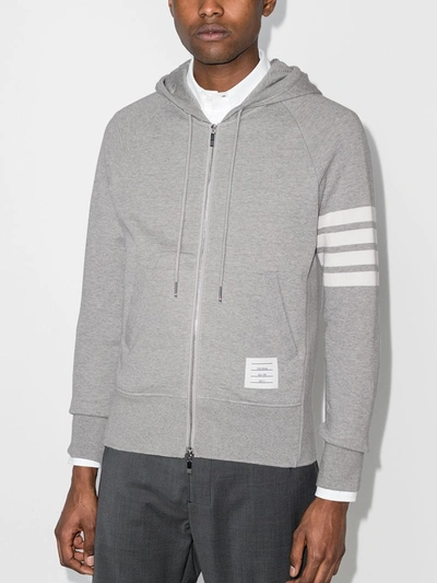 Shop Thom Browne Engineered 4-bar Zip-up Jersey Hoodie In Grey