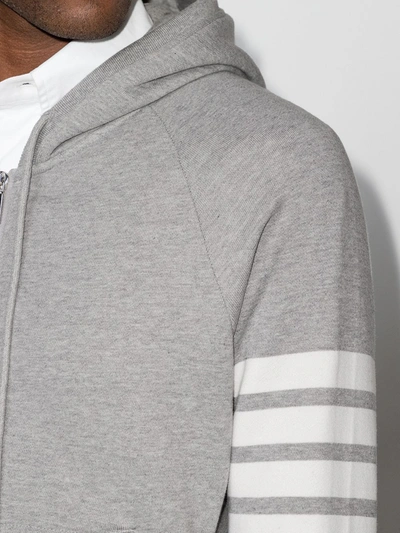 Shop Thom Browne Engineered 4-bar Zip-up Jersey Hoodie In Grey