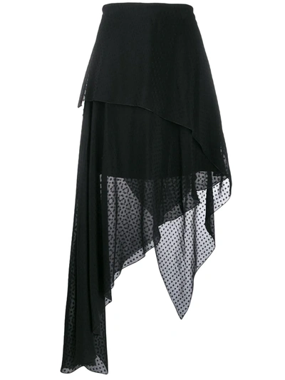 Shop Amiri Asymmetric Polka Dot Skirt In Black