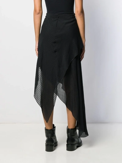 Shop Amiri Asymmetric Polka Dot Skirt In Black