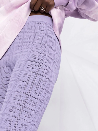 Shop Givenchy Crochet Monogram Leggings In Purple