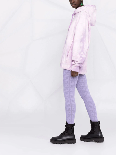 Shop Givenchy Crochet Monogram Leggings In Purple
