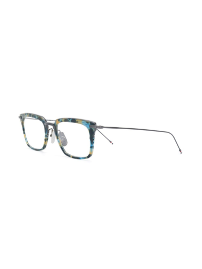 Shop Thom Browne Tortoiseshell Effect Glasses In Grey