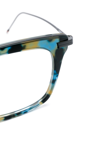 Shop Thom Browne Tortoiseshell Effect Glasses In Grey