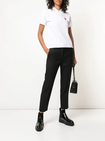 Shop Comme Des Garçons Play Logo Heart Polo Shirt In White