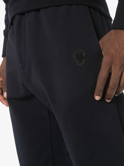 Shop Alexander Mcqueen Skull Logo-embroidered Sweatpants In Blue