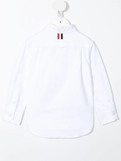 Thom Browne Logo-tag Cotton Shirt In 白色