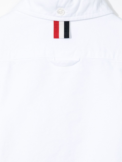 Thom Browne Logo-tag Cotton Shirt In 白色