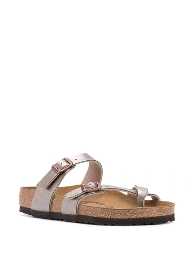 Birkenstock Mayari Graceful Taupe Birko-flor Thong Sandals In Gold