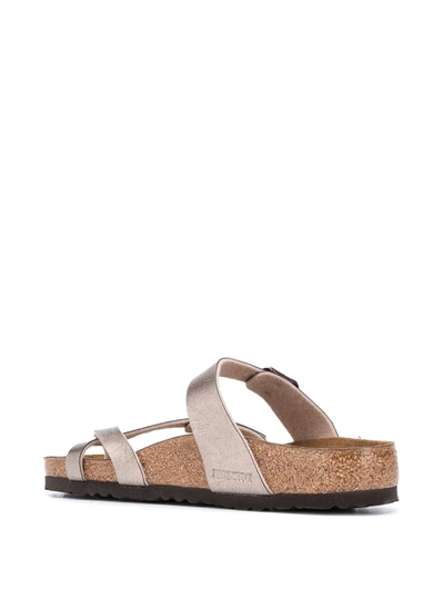 Birkenstock Mayari Graceful Taupe Birko-flor Thong Sandals In Gold