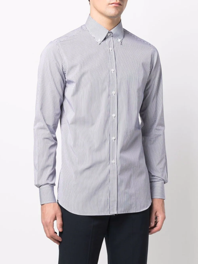 Shop Xacus Stripe-print Button-down Shirt In Weiss
