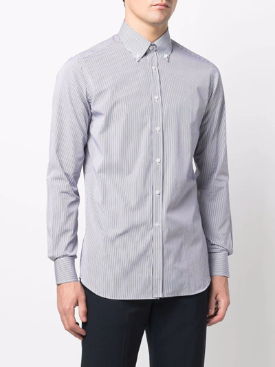 Xacus Stripe-print Button-down Shirt In Weiss