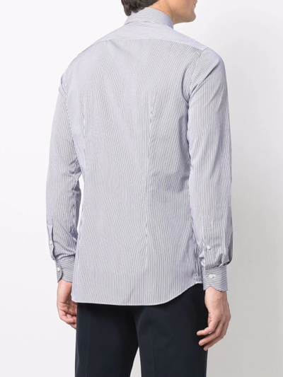 Shop Xacus Stripe-print Button-down Shirt In Weiss