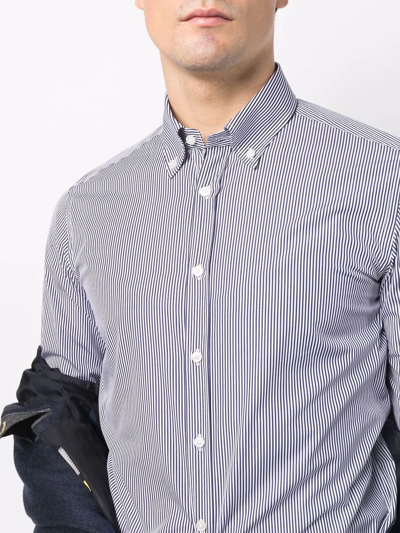 Shop Xacus Stripe-print Button-down Shirt In Weiss