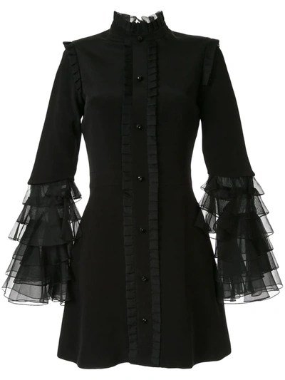 Shop Macgraw Sincerity Ruffle Sleeve Dress In Black