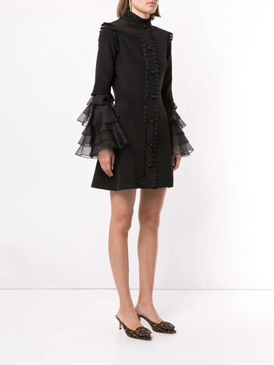 Shop Macgraw Sincerity Ruffle Sleeve Dress In Black