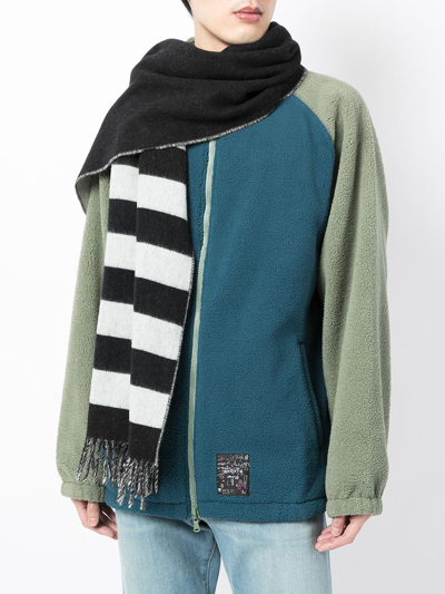 Shop Agnès B. Stripe And Star Knitted Scarf In Black