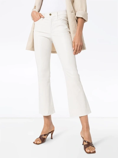 Shop Frame Kick-flare Cropped Jeans In White