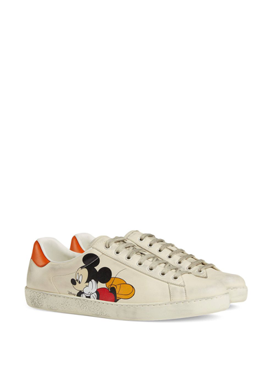 Shop Gucci X Disney Mickey Mouse Ace Low-top Sneakers In White