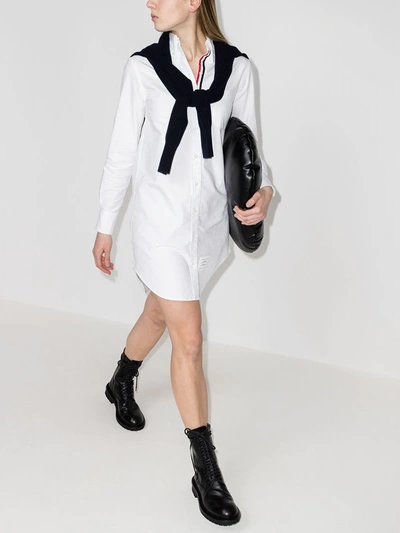 Shop Thom Browne Rwb-stripe Mini Shirtdress In White