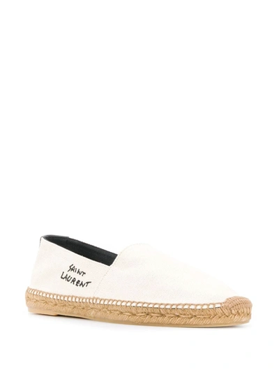 Saint Laurent Logo-embroidered Espadrilles In Neutrals