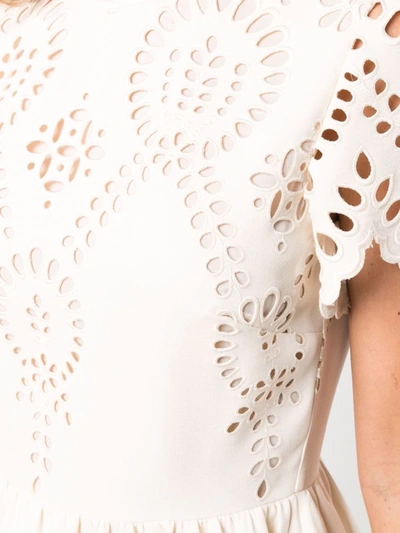 Valentino Sangallo-embroidered Wool-blend Crepe Minidress In Nude