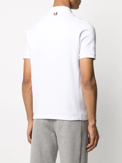 Shop Thom Browne 4-bar Piqué Polo Shirt In White