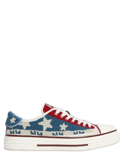 Shop Valentino Street Couture Beaded Leather Sneakers In Red/white/blue