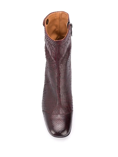 Alberto Fasciani Amina Snakeskin-effect Boots In Red