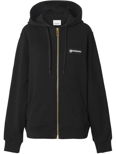 Shop Burberry Vintage Check Zipped Hoodie In Black
