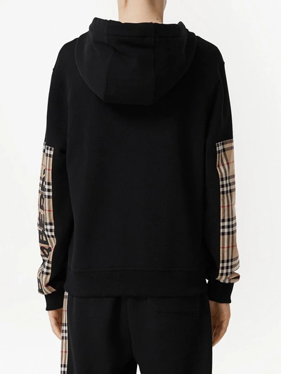 Shop Burberry Vintage Check Zipped Hoodie In Black