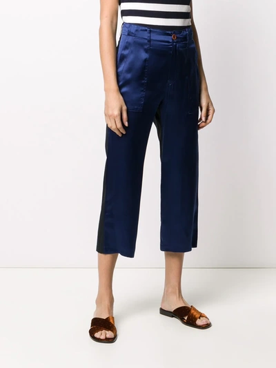 Shop Jejia Cropped Straight Leg Trousers In Blue